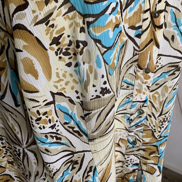 TALBOTS Vintage Petites Size 20W 100% Silk Neutral Print Blouse Button Down - Picture 6 of 9